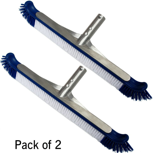 Fоur Расk, Blue Greenco Pool Brush Heavy Duty Aluminum Back Extra Wide 20 with EZ Clip and Strong Bristles for Cleaning Pool Floor & Wall